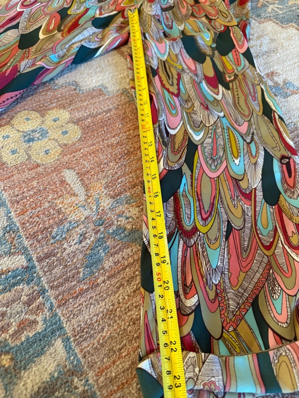 Lavender Brown Pink, Red, Teal Feather-Print Skirt - Picture 3 of 5
